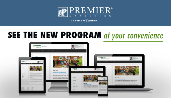 Premier Marketing® An integrity Company | See the new program - at your convenience (picture of webinar on computer, iPad, phone, and laptop)