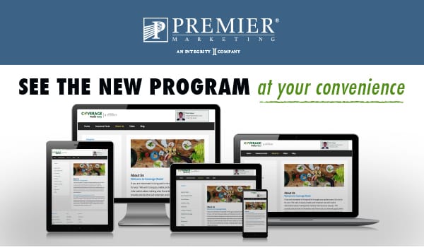 Premier Marketing® An integrity Company | See the new program - at your convenience (picture of webinar on computer, iPad, phone, and laptop)