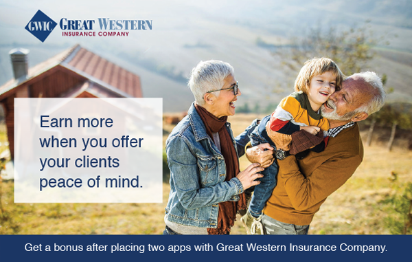Great Western Insurance Company | Earn more when you offer your clients peace of mind. Get a bonus after placing two apps with Great Western Insurance Company.