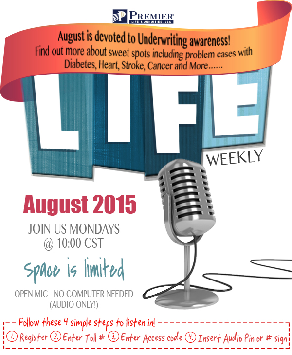 Life Weekly - August 2015 - Join us Mondays @ 10:00 am CST!